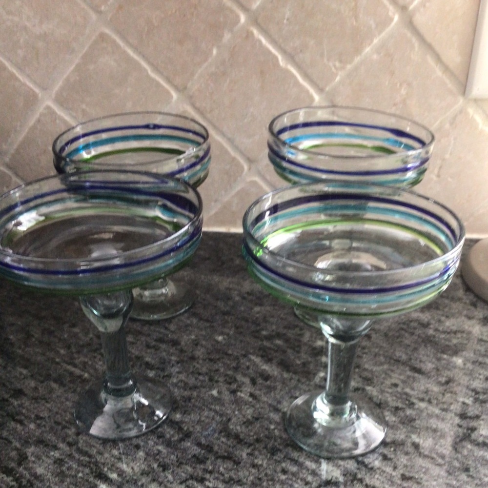 Set of 4 Margarita hand blown glasses